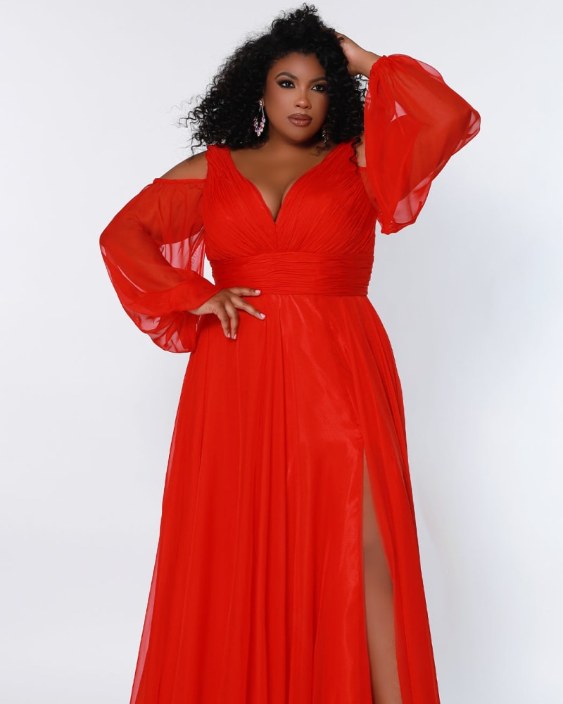 Front of a model wearing a size 10 Lancer Evening Gown in Cardinal by Johnathan Kayne for Sydney's Closet. | dia_product_style_image_id:286761